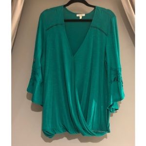 Teal Bell-Sleeve Shirt